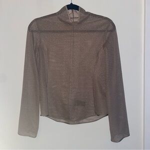 UNIQLO x Mame Kurogouchi Mesh High Neck Long Sleeve T-shirt Brown size S